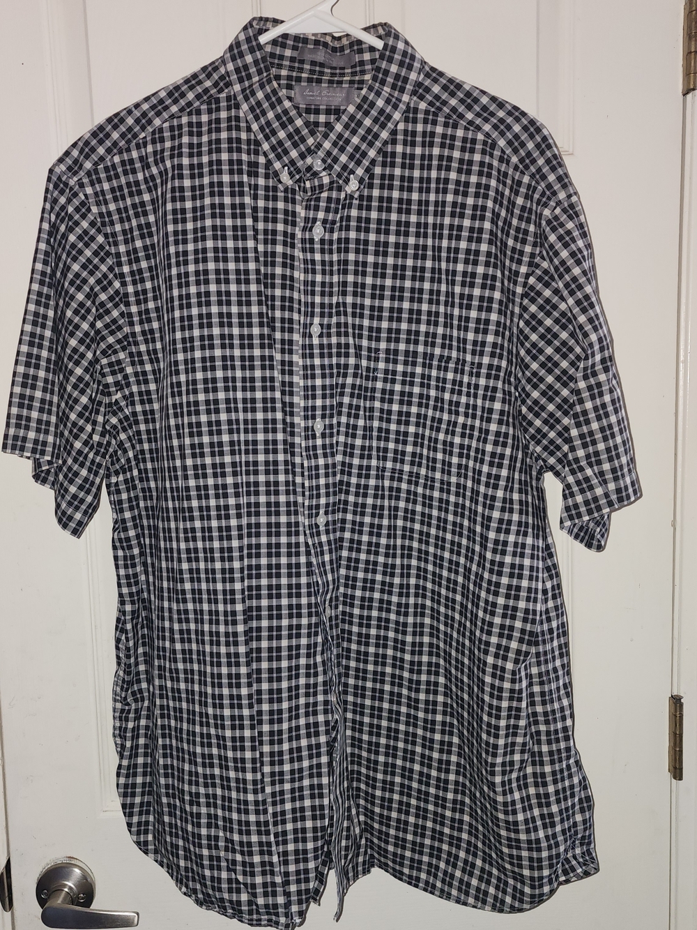 Daniel Cremieux Black and White Plaid Short-Sleeve Button-Down Shirt